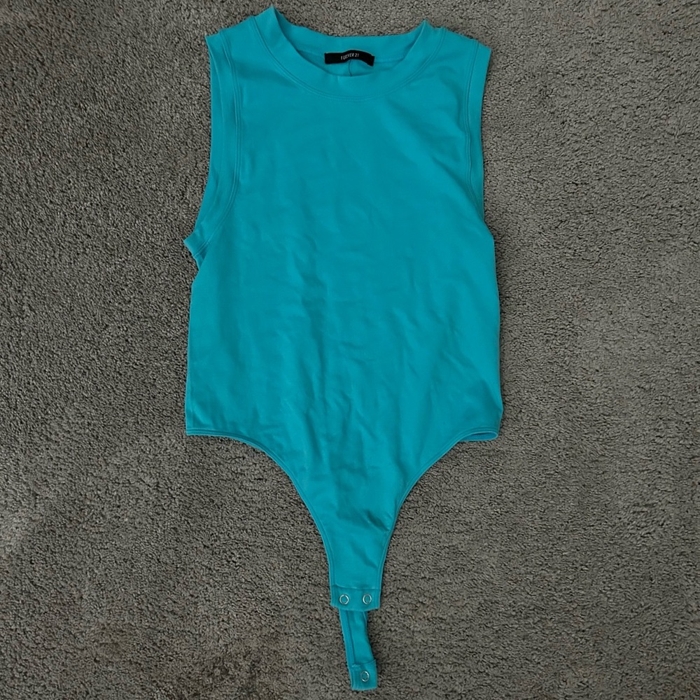 Bright blue tank top body suit